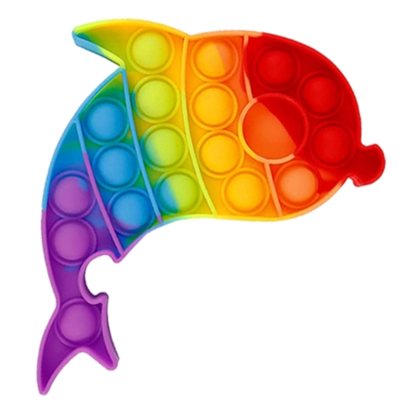 3 Pack Lot of Rainbow Dolphin Crab & Unicorn Push Pop Bubble Fidget Sensory Toys - Picture 4 of 4